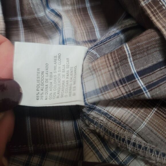 Ely Cattleman Shirt youth Boys Size Medium Pearl Snap Brown Plaid Western - Picture 5 of 5